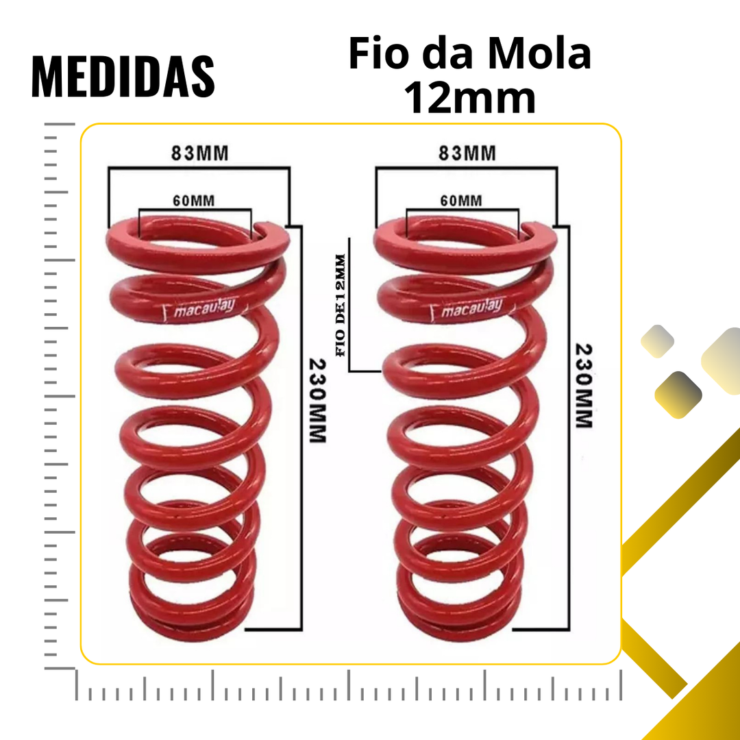 Molas Traseiras Reforçadas Slim 12mm - Gol G4 - 2005 Ate 2008